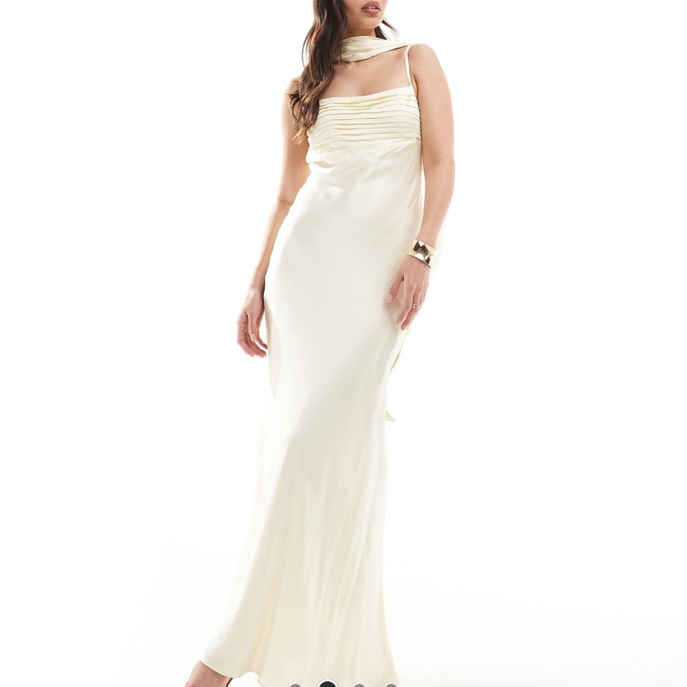 Ever New Satin Slip Maxi Gown with matching neck scarf
